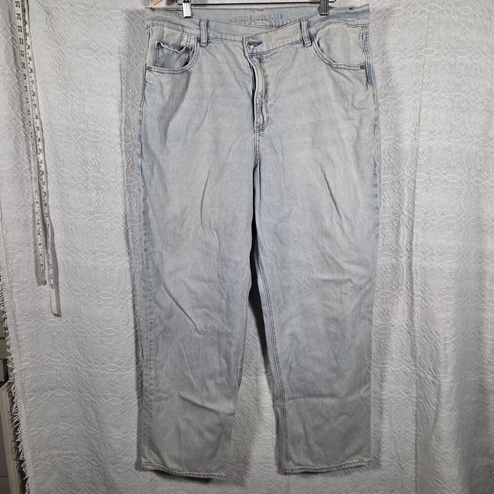 American Eagle Highest Rise Baggy Straight Jeans Light Wash Denim Women’s 20